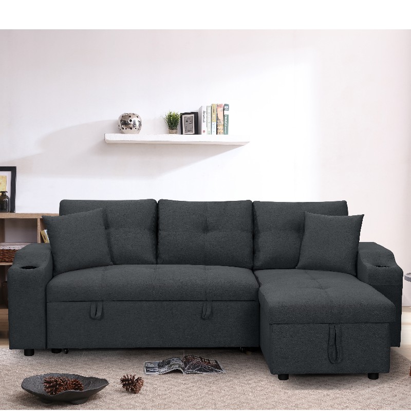 Stoff Right Chaise Sectional Sofa Wohnzimmer -Sofa Bett mit Osmanisch